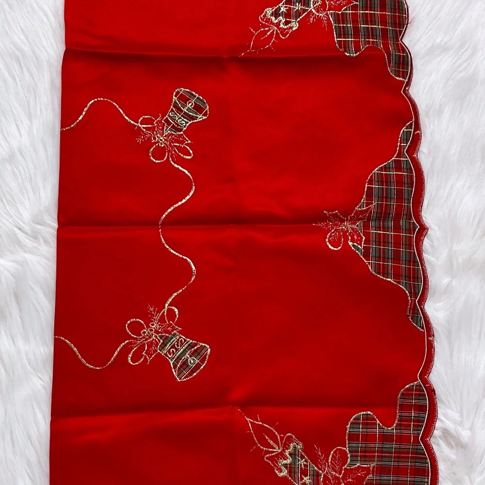 2 Piece Red Christmas Table Cloth and Runner Set
